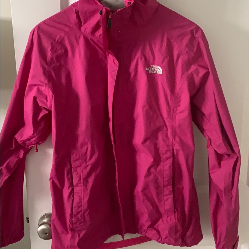 Pink North Face rain coat